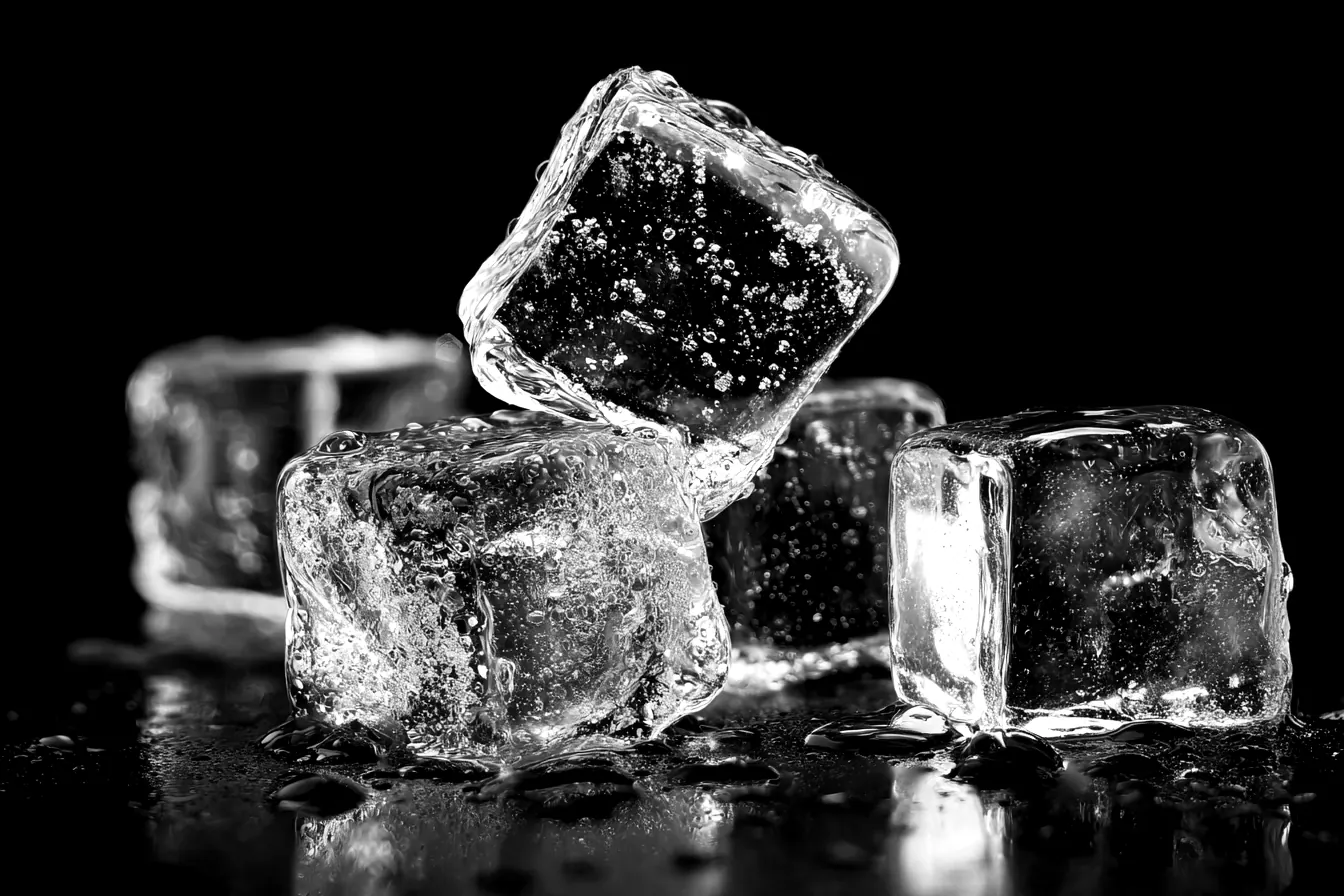 Cubos de gelo sobre superfície escura